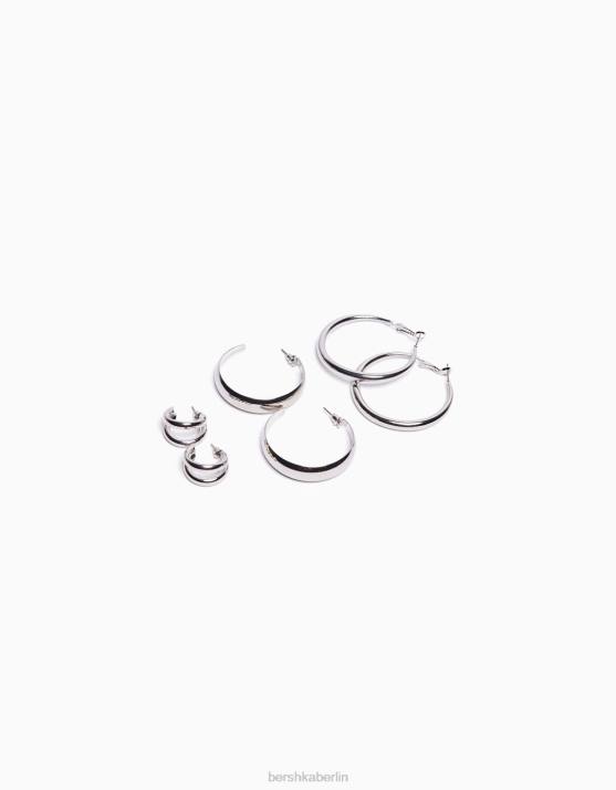 Silber Bershka Frauen 3er-Pack Creolen H00J2526