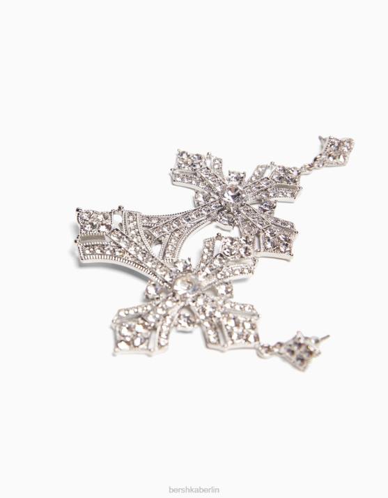 Silber Bershka Frauen Boho-Kreuz-Ohrringe H00J2487