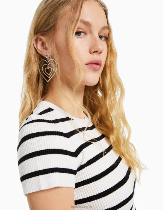 Silber Bershka Frauen Herzohrringe H00J2450