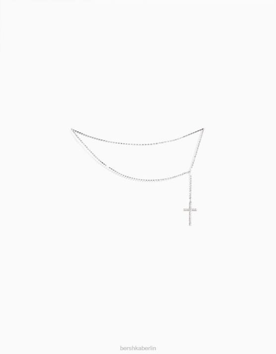 Silber Bershka Frauen Strass-Bauchkette mit Kreuz H00J1910