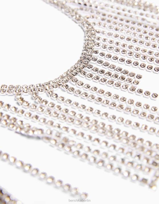 Silber Bershka Frauen Strass-Kaskaden-Bralette H00J1863
