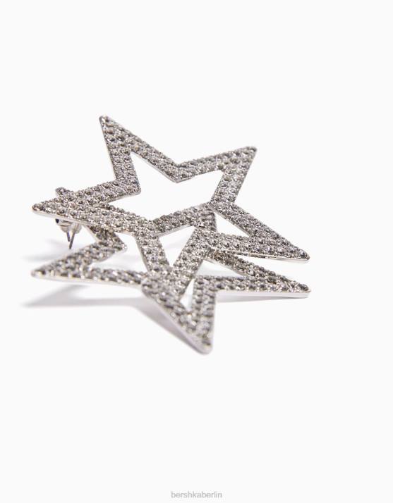 Silber Bershka Frauen Strass-Stern-Ohrringe H00J1865