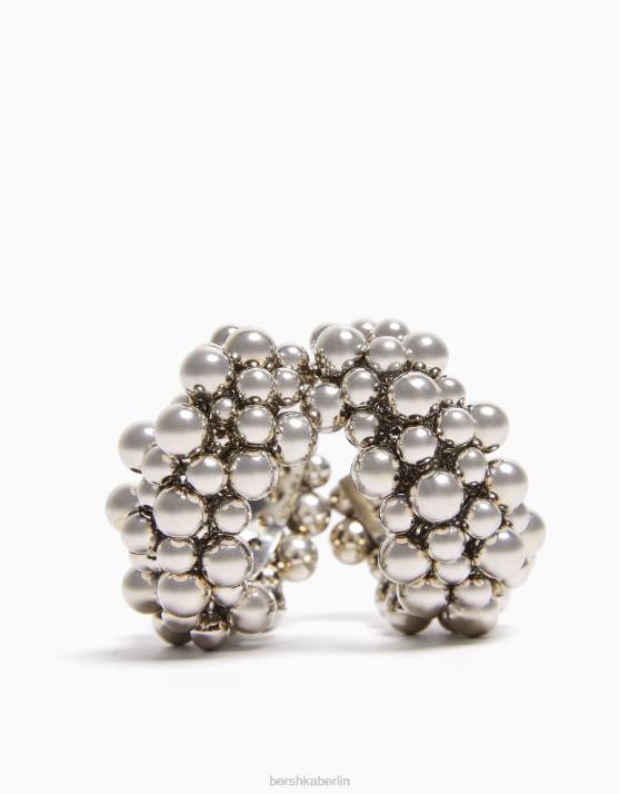 Silber Bershka Frauen große Perlenohrringe H00J2439