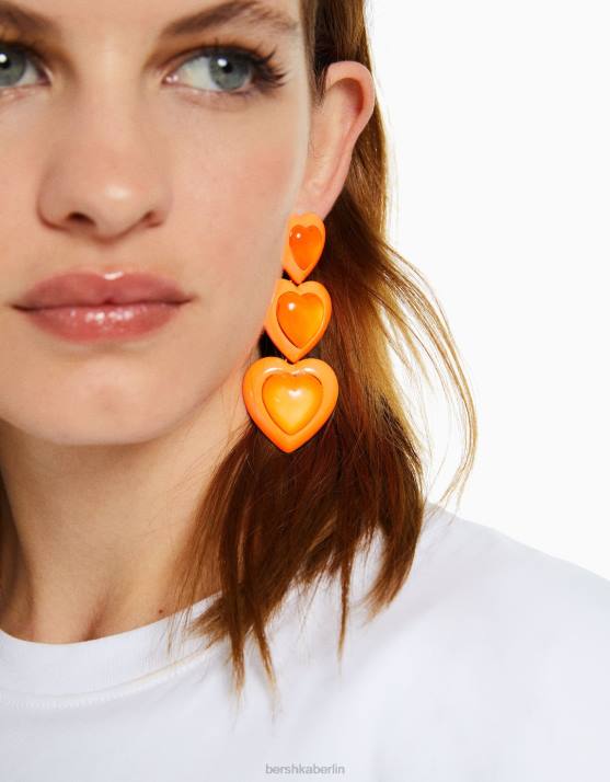 orange Bershka Frauen emaillierte Ohrhänger H00J1839