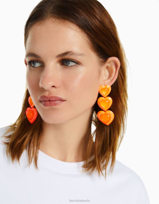orange Bershka Frauen emaillierte Ohrhänger H00J1839