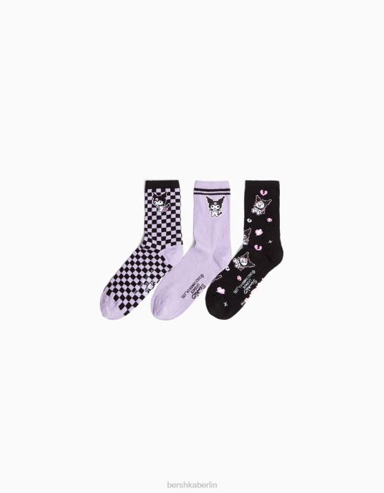 Schwarz Bershka Frauen 3er-Pack Kuromi-Socken H00J2065
