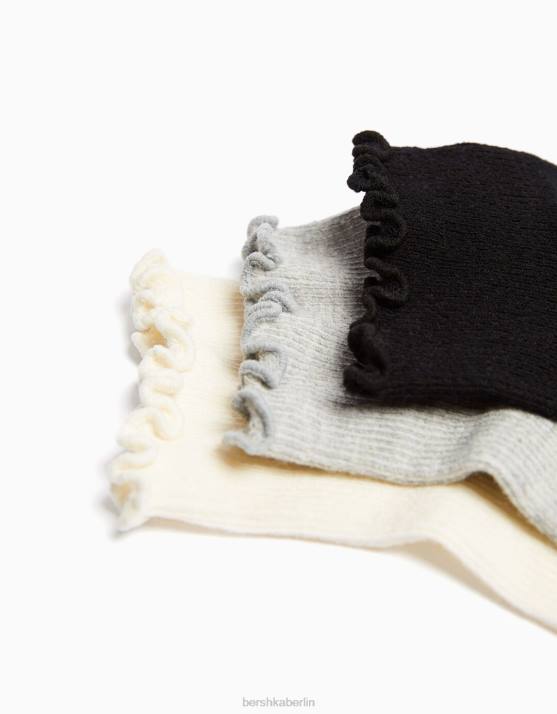 Schwarz Bershka Frauen Set mit 3 Söckchen H00J2595