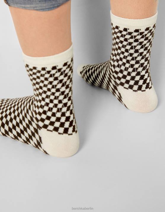 braun Bershka Frauen 3er-Pack Retro-Socken H00J2587