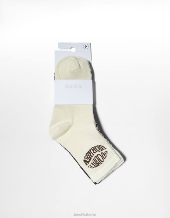 braun Bershka Frauen 3er-Pack Retro-Socken H00J2587