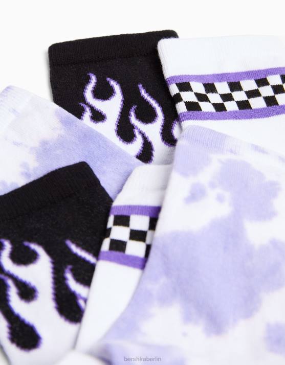 violett Bershka Frauen Set mit 3 bedruckten Socken H00J2596