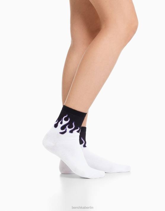 violett Bershka Frauen Set mit 3 bedruckten Socken H00J2596