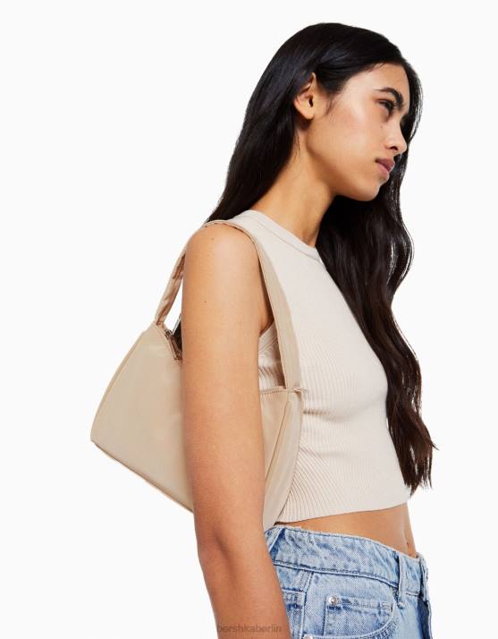 Beige Bershka Frauen Umhängetasche aus Stoff H00J2344