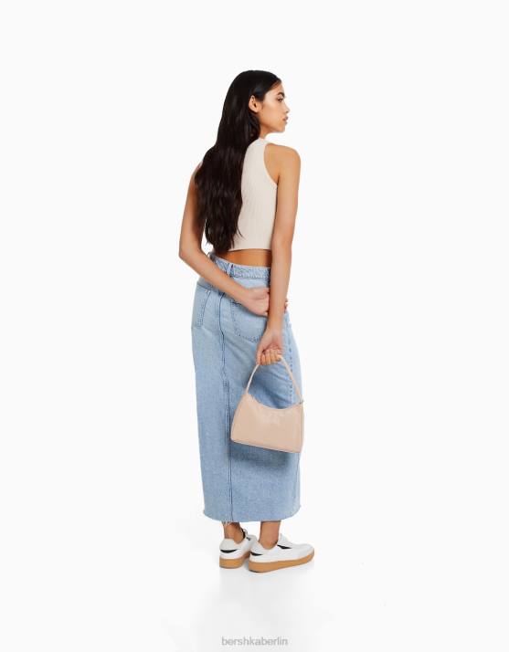 Beige Bershka Frauen Umhängetasche aus Stoff H00J2344
