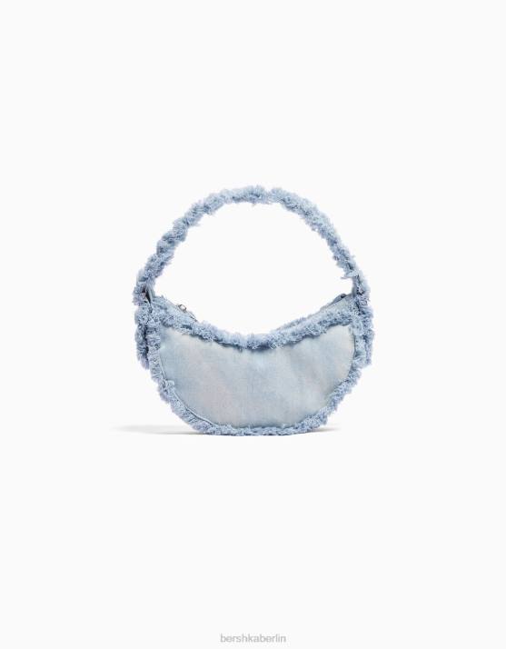 Blau Bershka Frauen Jeanstasche mit Fransen H00J1923
