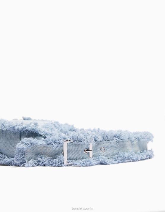 Blau Bershka Frauen Jeanstasche mit Fransen H00J1923