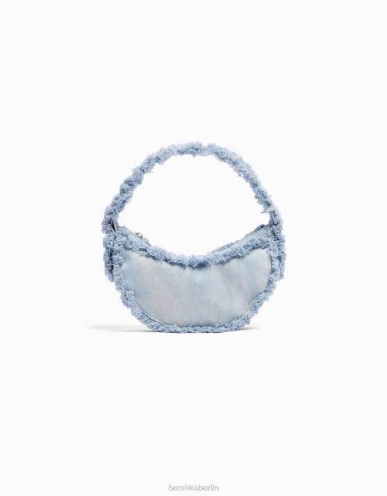 Blau Bershka Frauen Jeanstasche mit Fransen H00J1950