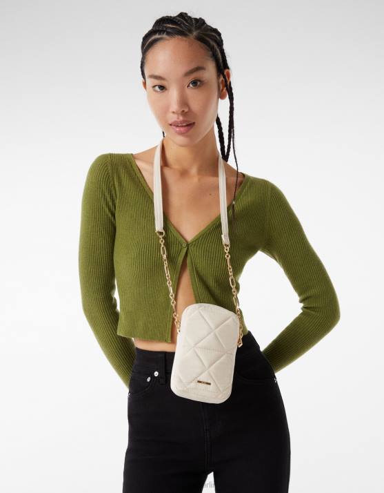 Creme Bershka Frauen gesteppte Handytasche H00J2420