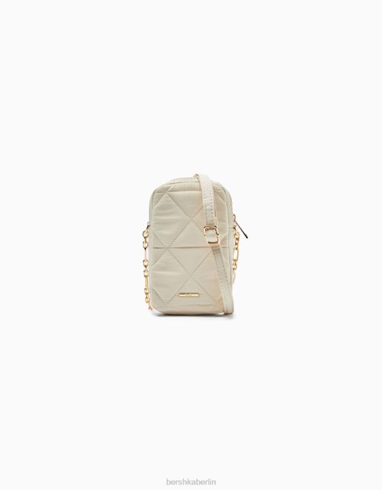 Creme Bershka Frauen gesteppte Handytasche H00J2420