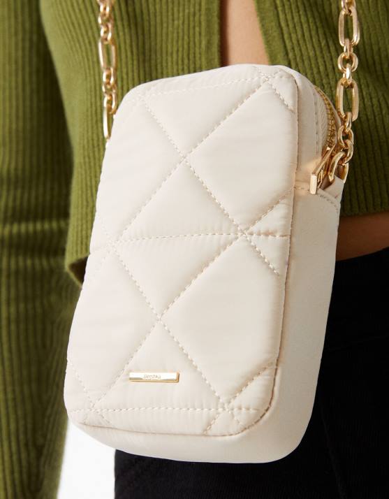 Creme Bershka Frauen gesteppte Handytasche H00J2420