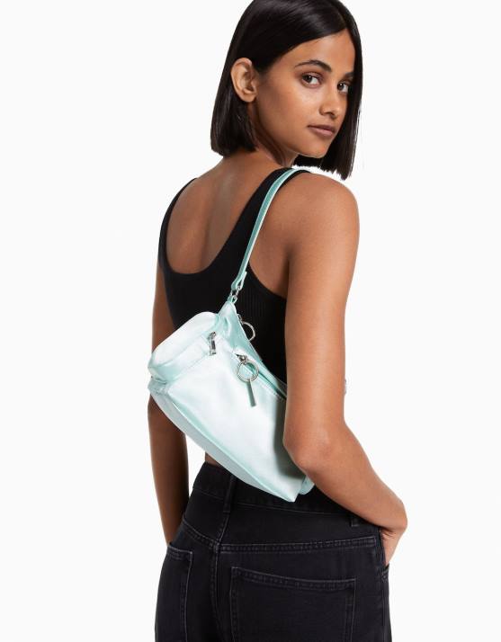 Grün Bershka Frauen Stofftasche mit Riemen und mehreren Taschen H00J2353