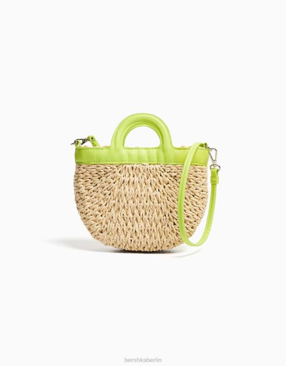 Kalk Bershka Frauen Basttasche mit farbigem Griff H00J1935