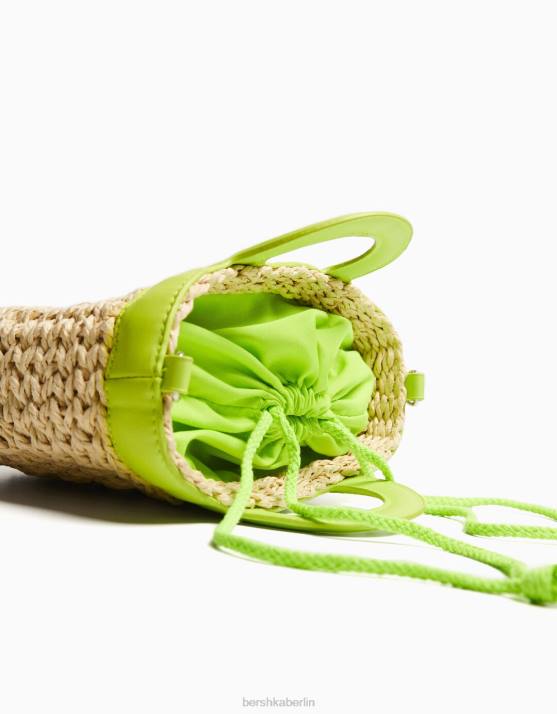 Kalk Bershka Frauen Basttasche mit farbigem Griff H00J1935