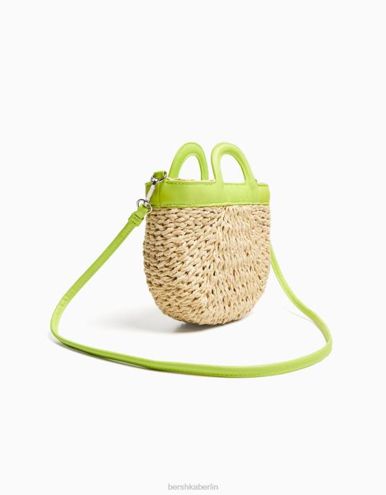 Kalk Bershka Frauen Basttasche mit farbigem Griff H00J1935