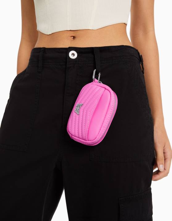 Rosa Bershka Frauen gesteppte Handtasche mit Details H00J2358