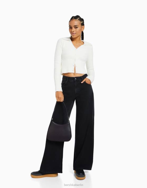 Schwarz Bershka Frauen Handtasche mit Henkel H00J2422