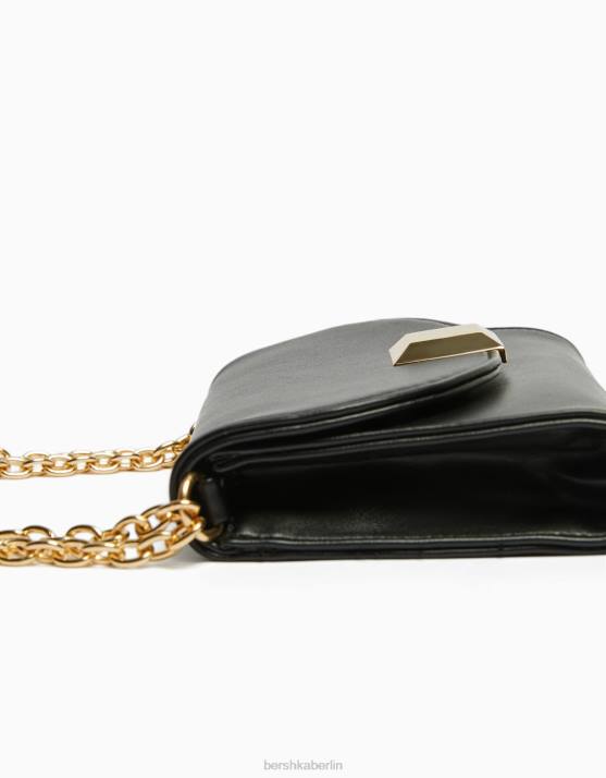 Schwarz Bershka Frauen Mini-Quadrat-Umhängetasche mit Details H00J2417