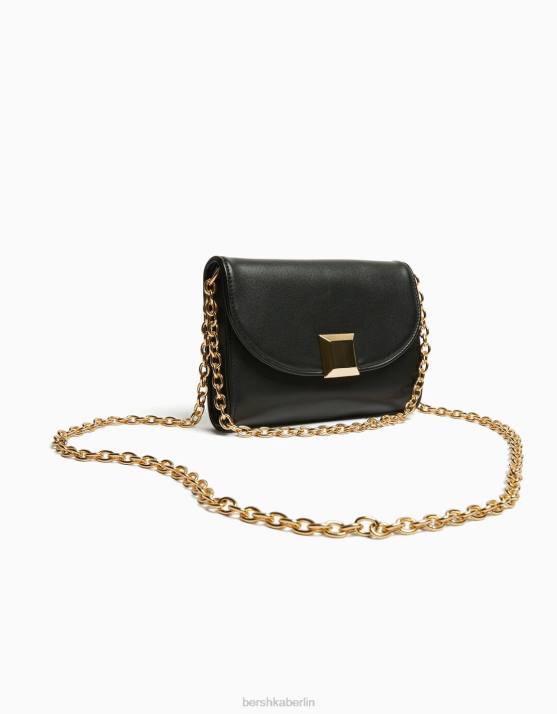 Schwarz Bershka Frauen Mini-Quadrat-Umhängetasche mit Details H00J2417