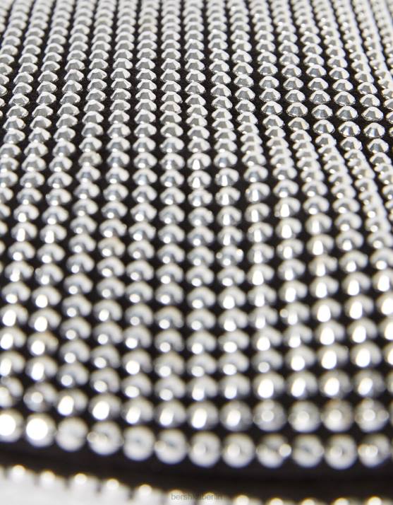 Schwarz Bershka Frauen Strasstasche mit Henkel H00J2387