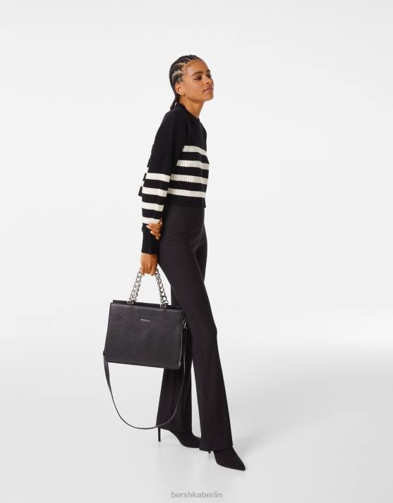 Schwarz Bershka Frauen Tasche mit dicker Kette H00J2365