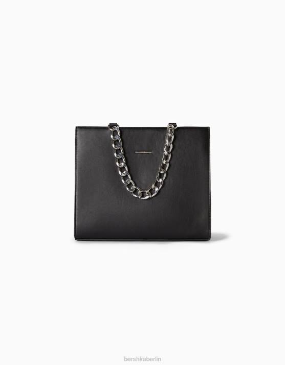 Schwarz Bershka Frauen Tasche mit dicker Kette H00J2365