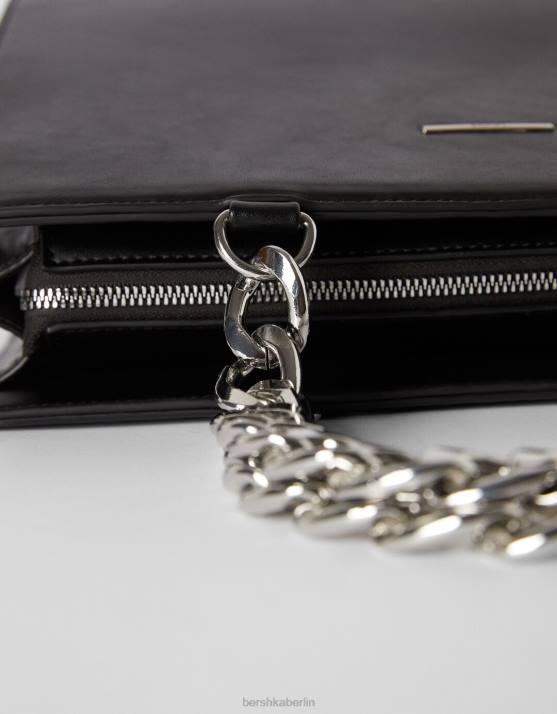 Schwarz Bershka Frauen Tasche mit dicker Kette H00J2365