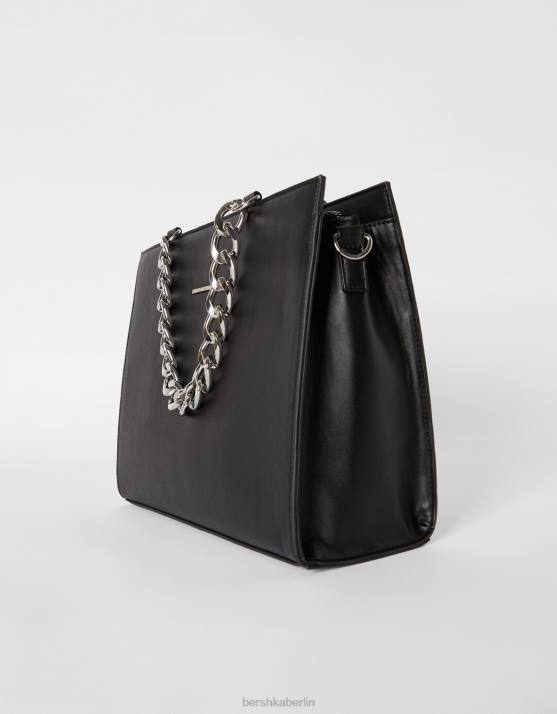 Schwarz Bershka Frauen Tasche mit dicker Kette H00J2365