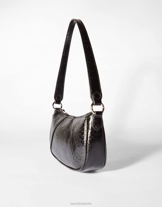 Schwarz Bershka Frauen Umhängetasche aus Kunstleder H00J2354