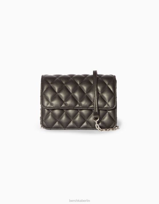 Schwarz Bershka Frauen gesteppte Handtasche mit Kettengriff H00J2363