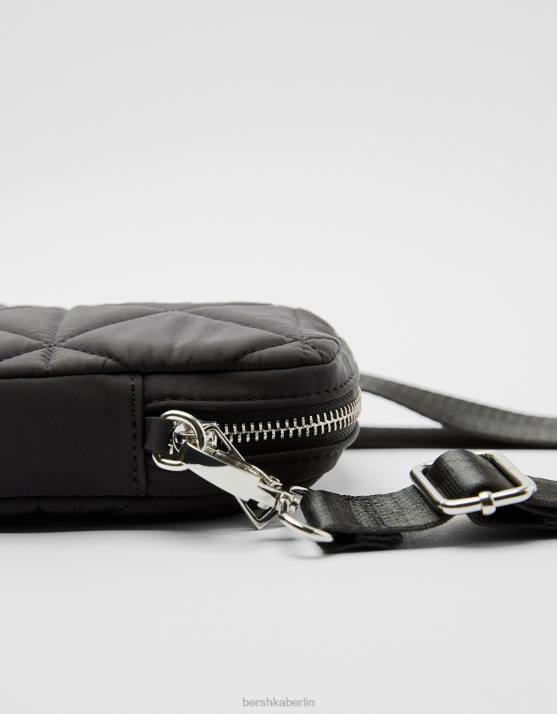 Schwarz Bershka Frauen gesteppte Handytasche H00J2419