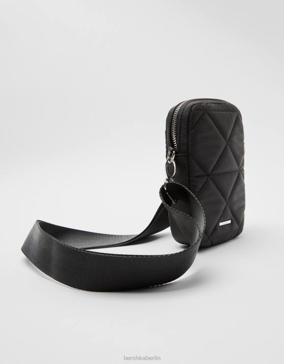 Schwarz Bershka Frauen gesteppte Handytasche H00J2419