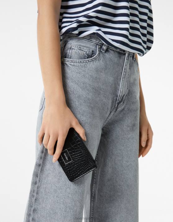 Schwarz Bershka Frauen strukturierter Kartenhalter H00J2389