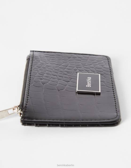 Schwarz Bershka Frauen strukturierter Kartenhalter H00J2389