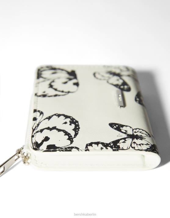 Weiss Bershka Frauen Geldbörse mit Schmetterlingsdruck H00J2399