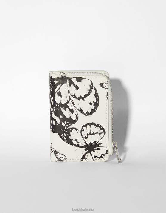 Weiss Bershka Frauen Geldbörse mit Schmetterlingsdruck H00J2399