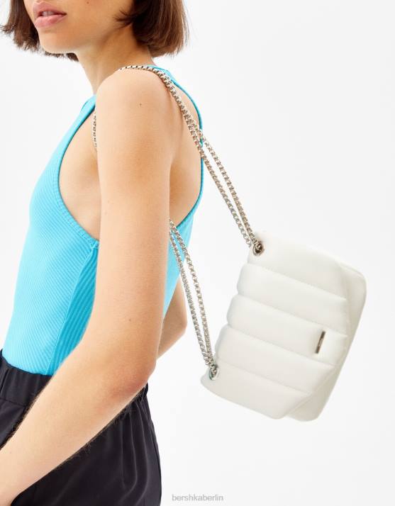 Weiss Bershka Frauen Vertikale, gesteppte Kettentasche H00J2409