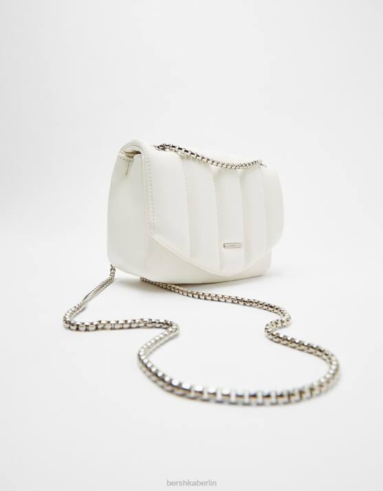 Weiss Bershka Frauen Vertikale, gesteppte Kettentasche H00J2409