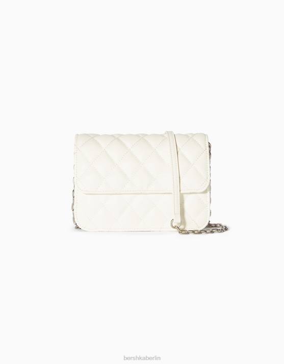 Weiss Bershka Frauen gesteppte Handtasche mit Kettengriff H00J2362