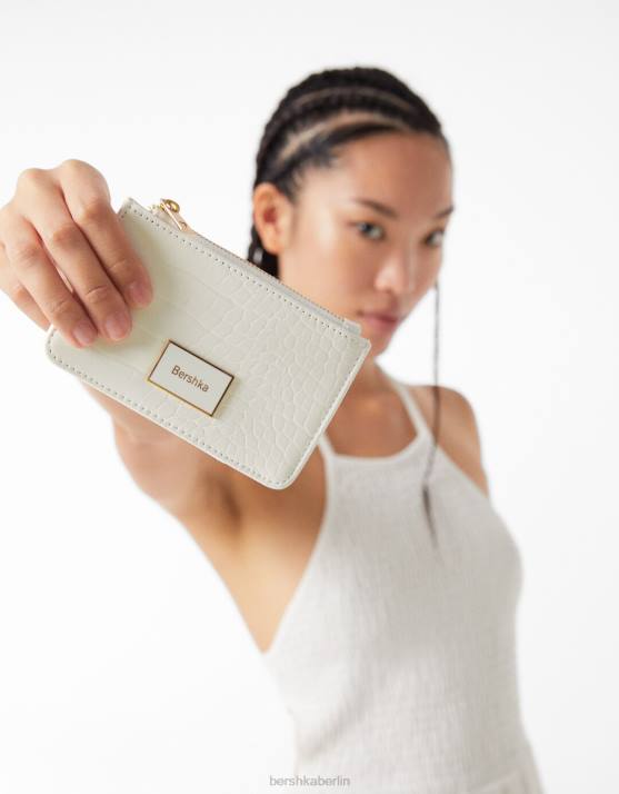 Weiss Bershka Frauen strukturierter Kartenhalter H00J2388