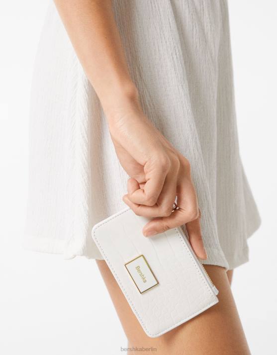 Weiss Bershka Frauen strukturierter Kartenhalter H00J2388