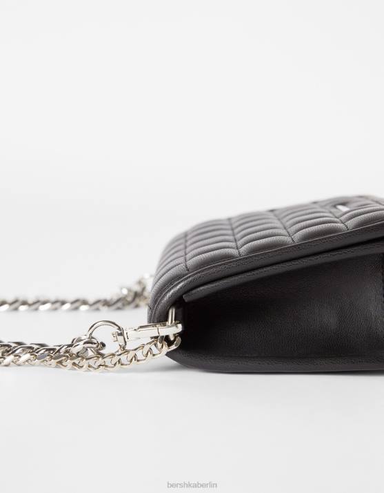 grau Bershka Frauen gesteppte Handtasche mit Kette H00J2364